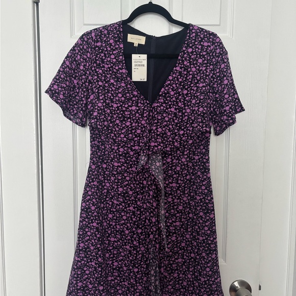 NWT Mello Day XS Purple Floral Ruffle Dress with Pockets - Picture 5 of 6